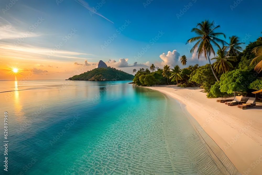 Fototapeta premium beach at sunset Generated Ai