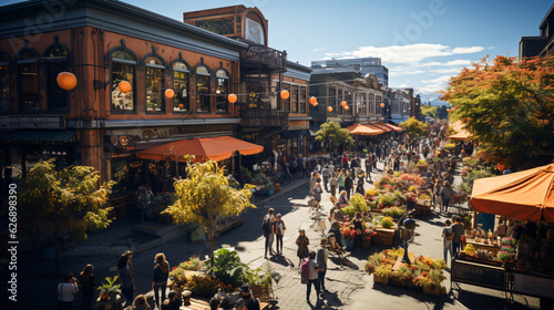 Eye-catching Drone Capture of Vibrant Outdoor Market Scene- Perfect for Local Business Ads