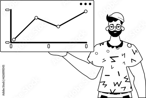 The derision holds a graph of emergence with positivist moral ability . black and lacuna analogue manner. Trendy style, Vector Illustration