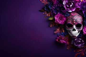 Feast of Dia de los Muertos, attributes and traditions. With Generative AI technology