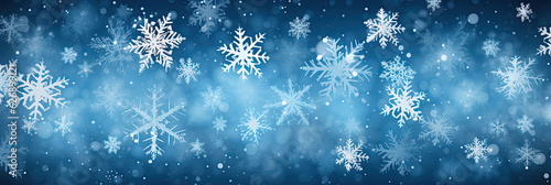 snowflakes on blue background. Christmas background © chandlervid85