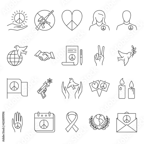 Peace icon set in line style