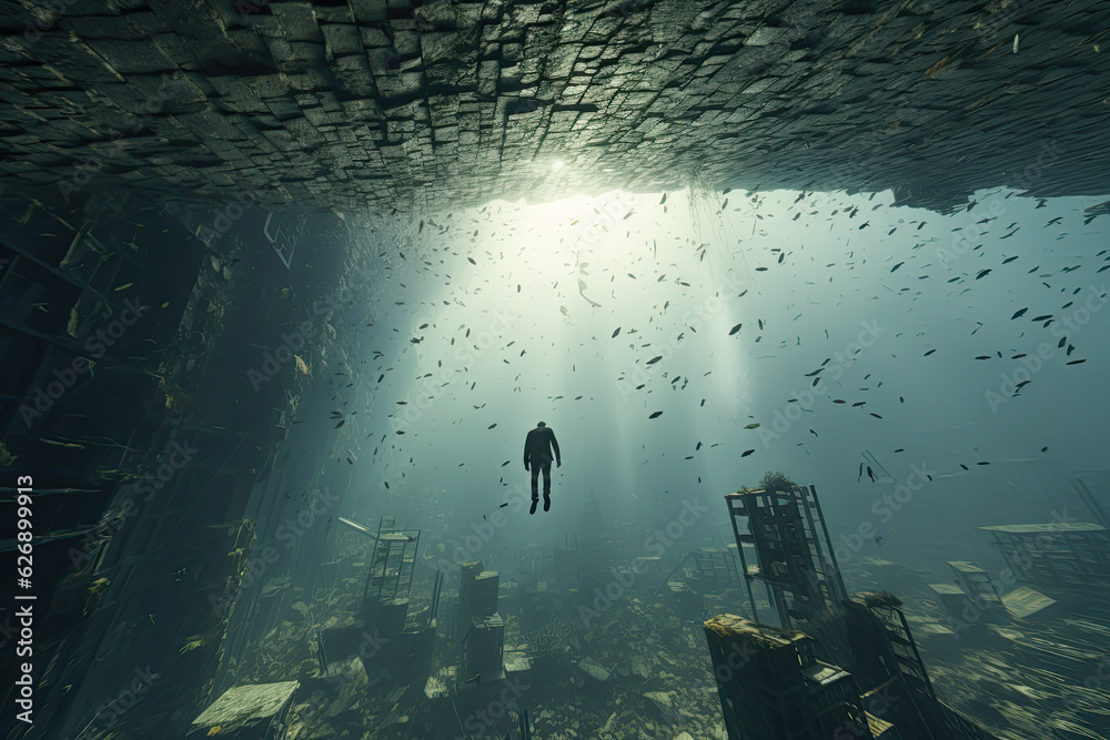 Obraz premium Urban Abyss - Generative AI illustration