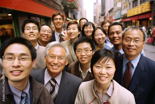 Confident Asian businesspeople in powerful poses  donning business suits  symbolizing a dynamic corporate team. Captivating unity and professionalism. generative AI.