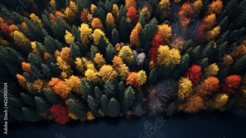Stunning Aerial Photo of Colorful Autumn Forest - Great for Nature-themed Websites