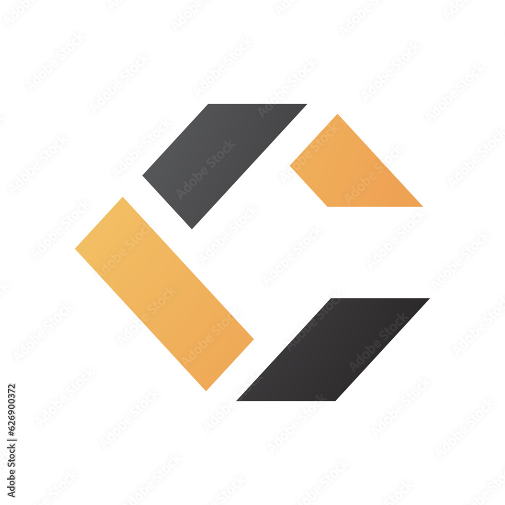 Black and Orange Square Letter C Icon Made of Rectangles Black and Orange Square Letter C Icon Made of Rectangles
