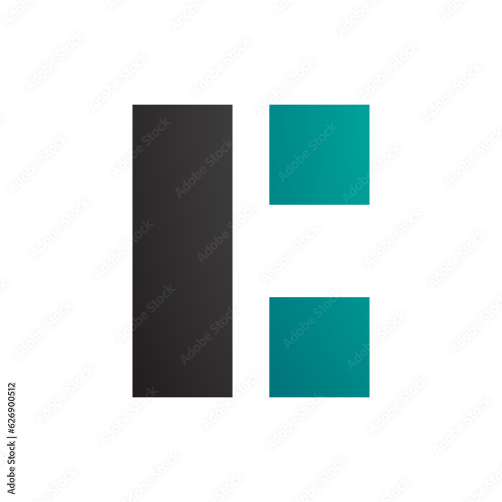 Black and Persian Green Rectangular Letter C Icon