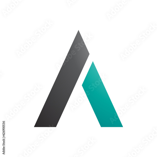 Free Download Black and Persian Green Trapezium Shaped Letter A Icon - GFXLoad