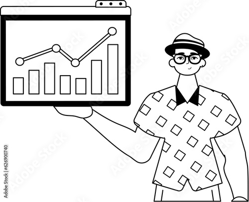 The derision holds a graph of emergence with positivist moral ability . total dark and lacuna analogue manner. Trendy style, Vector Illustration