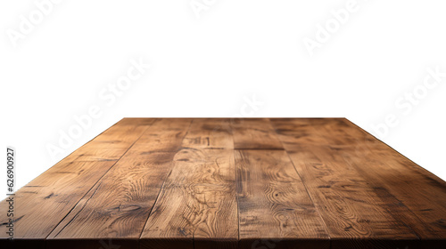 Front View of Light Brown Natural Oak Wooden Table - An Empty Blank Wood Table Mockup with Transparent Background for Product Placement
