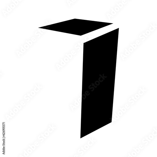 Black Folded Letter I Icon