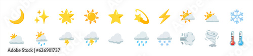 20 weather icons on white background, vector 10 eps.