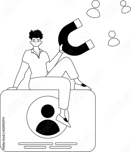 The derision is holding a attract chain Chain chain chain mail knight that attracts persecute . hour concept . blacken and ashen linear stylus. Trendy style, Vector Illustration