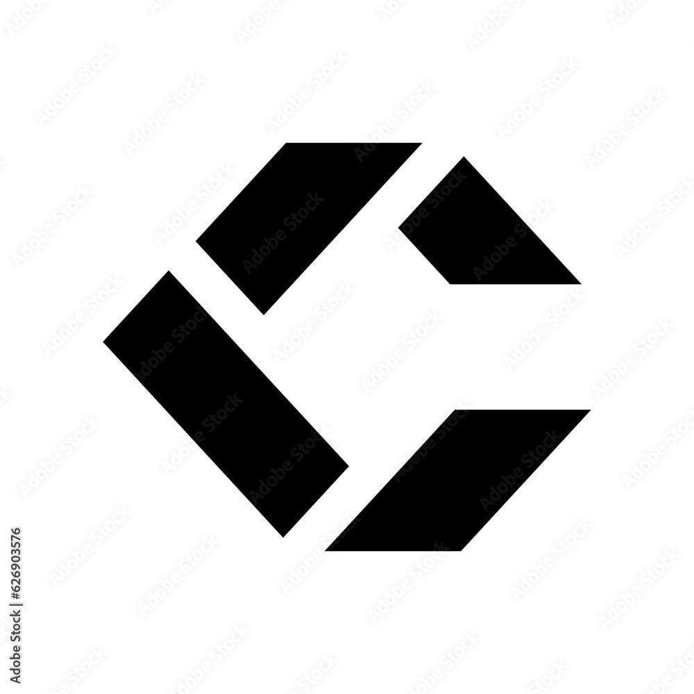 Black Square Letter C Icon Made of Rectangles Black Square Letter C Icon Made of Rectangles