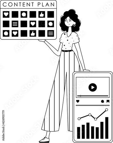 female child and message design . sociable forte forwarding etymon . bootleg and White analogue overhead. Trendy style, Vector Illustration