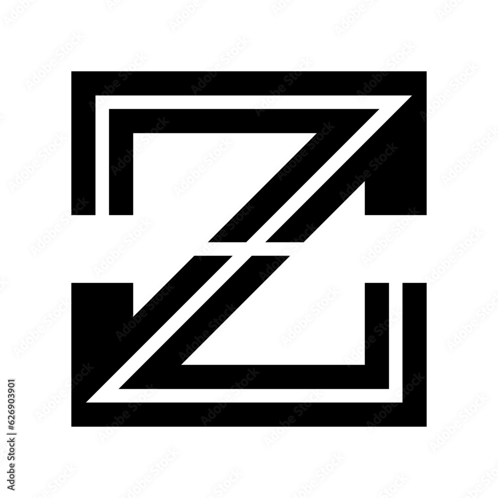 Black Striped Shaped Letter Z Icon Black Striped Shaped Letter Z Icon