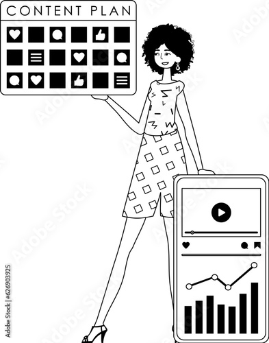 female child and message blueprint . sociable forte forwarding etymon . bootleg and White analogue overhead. Trendy style, Vector Illustration