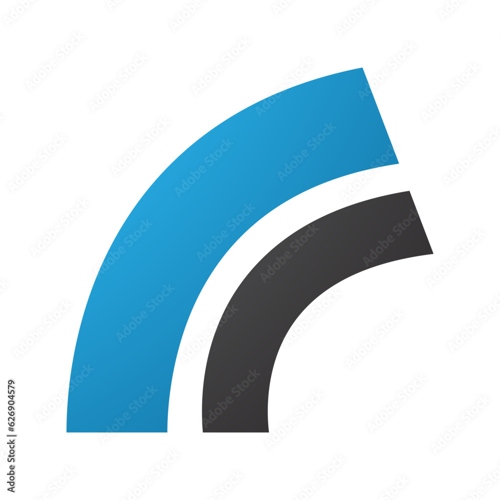 Blue and Black Arc Shaped Letter R Icon Blue and Black Arc Shaped Letter R Icon