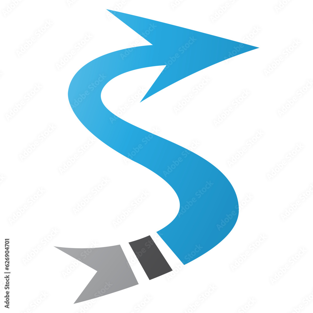 Blue and Black Arrow Shaped Letter S Icon Blue and Black Arrow Shaped Letter S Icon