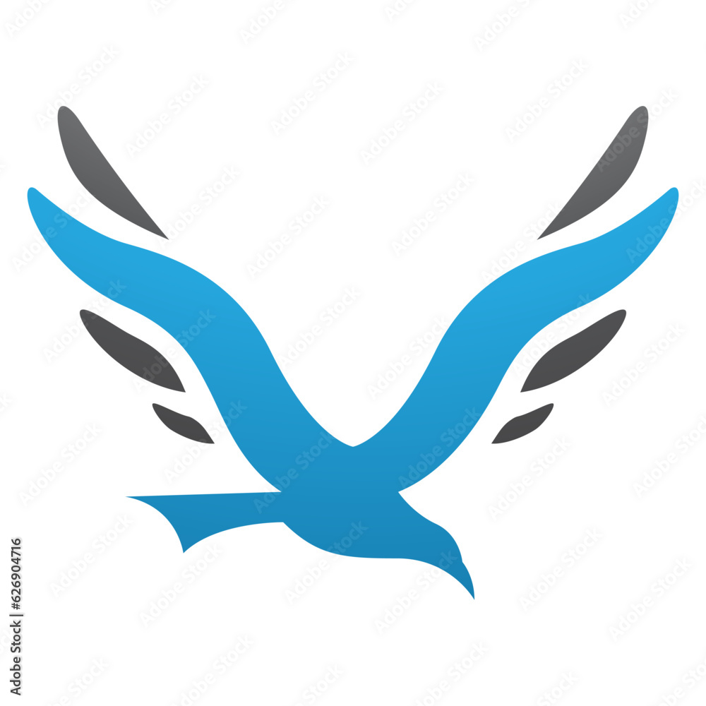Blue and Black Bird Shaped Letter V Icon Blue and Black Bird Shaped Letter V Icon