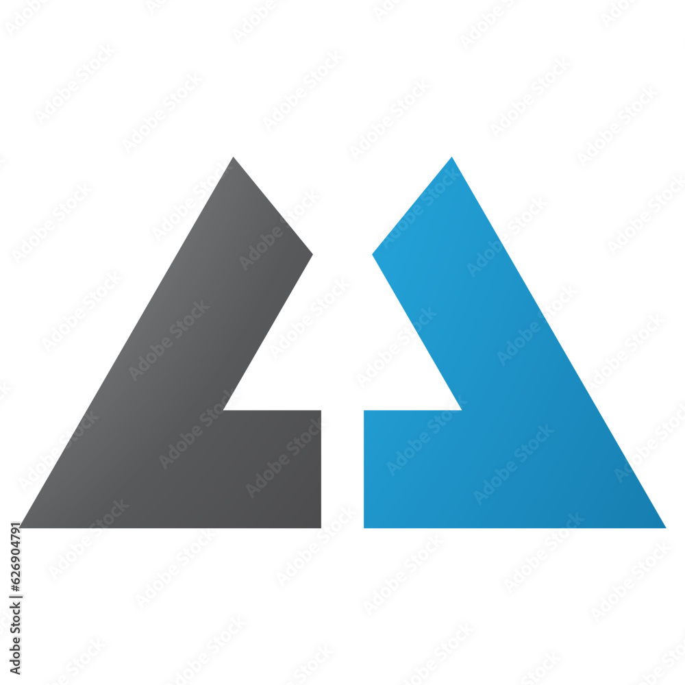 Blue and Black Bold Letter U Icon with Straight Lines Blue and Black Bold Letter U Icon with Straight Lines