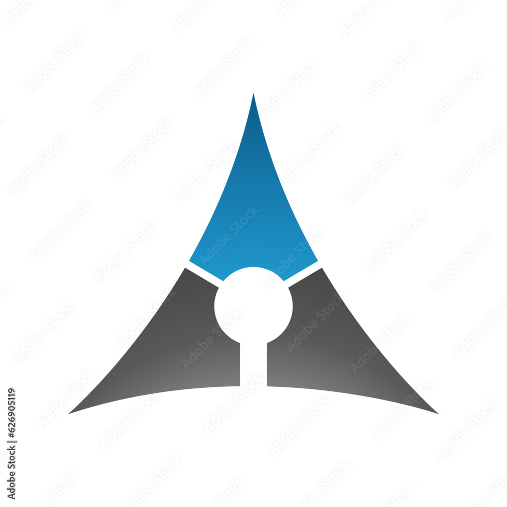 Blue and Black Deflated Triangle Letter A Icon Blue and Black Deflated Triangle Letter A Icon