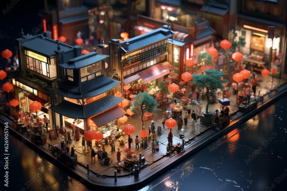 Isometric view of part of town. Beautiful illustration picture. Generative AI