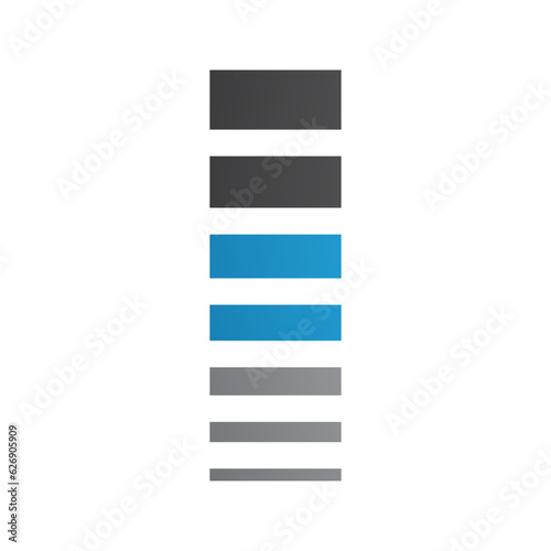 Blue and Black Letter I Icon with Horizontal Stripes