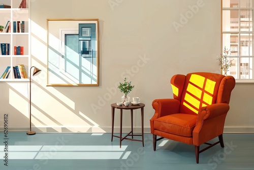 illustration digital painting of living working room at the apartment, generative AI