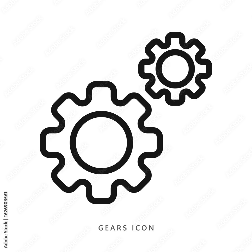 Gears icon with style line. Vector illustration Gears icon with style line. Vector illustration