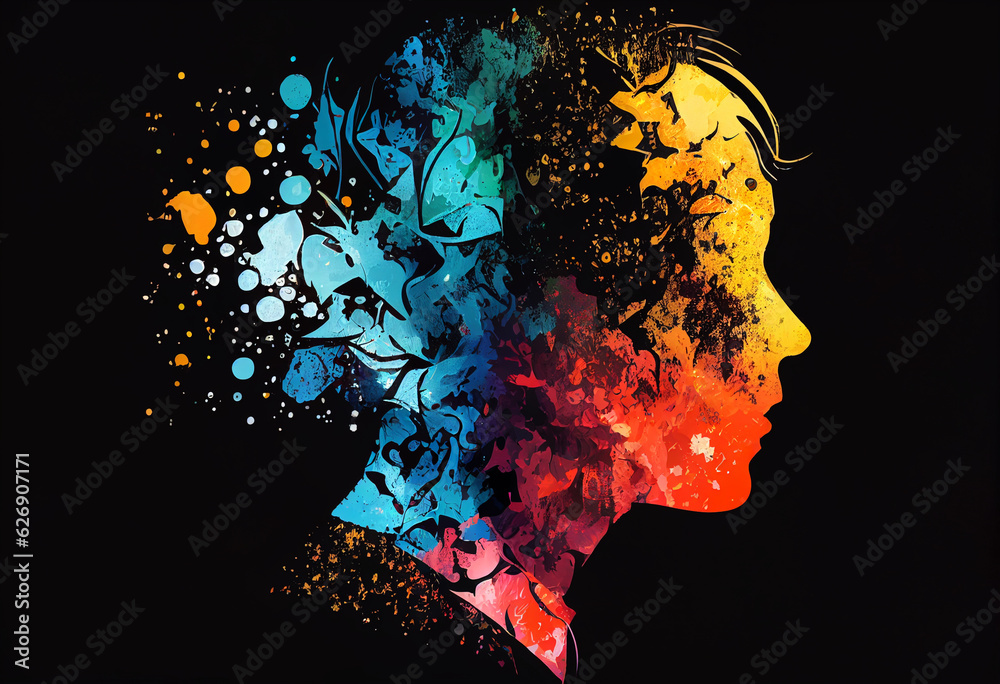 Abstract silhouette of person's with unique color palette. AI Generated ...