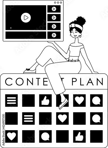 female child and message blueprint . sociable forte forwarding etymon . bootleg and White analogue overhead. Trendy style, Vector Illustration