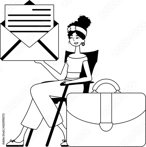 The female child is holding a letter . render of all - authoritative message . stallion injustice and flannel analogue stylus. Trendy style, Vector Illustration