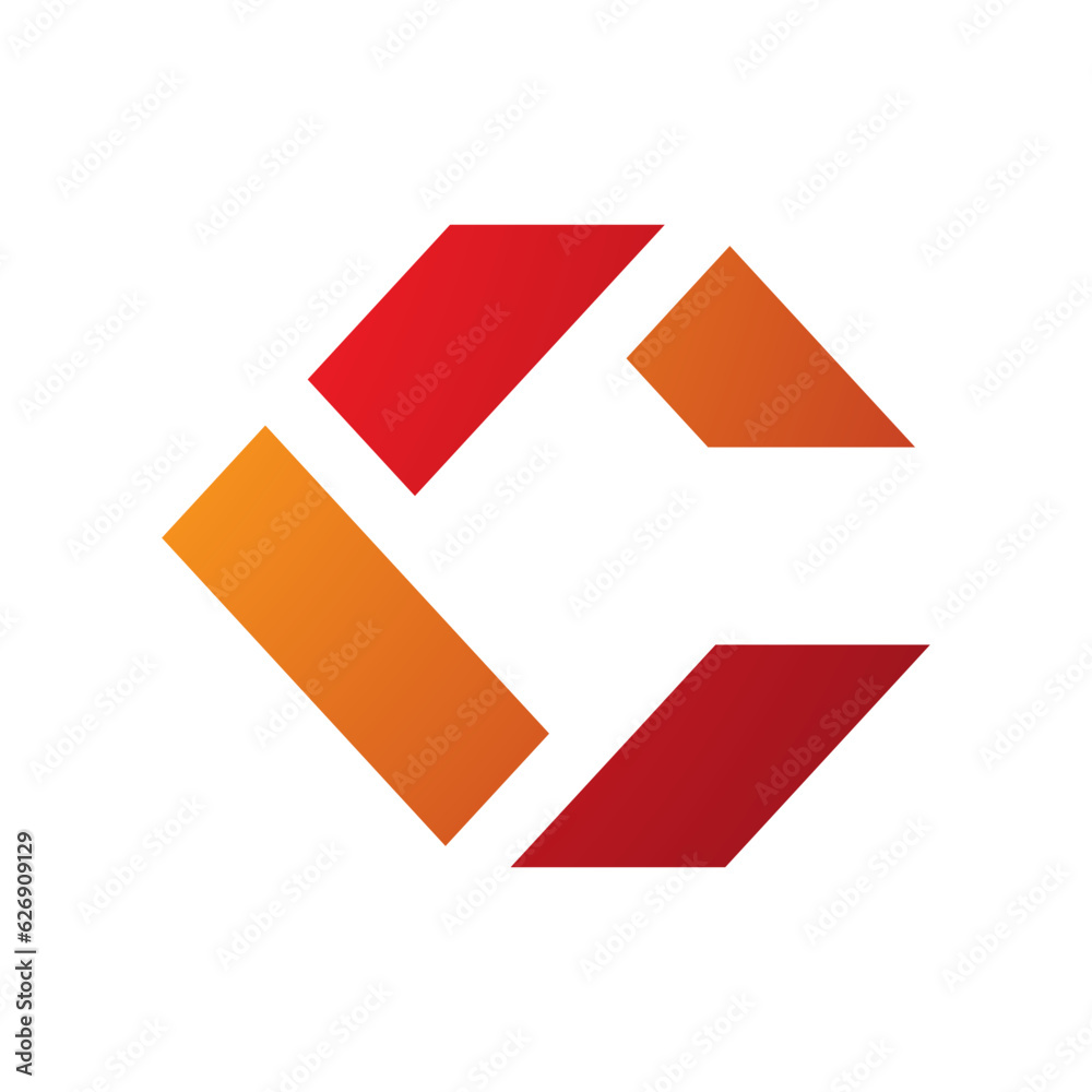 Blue and Orange Square Letter C Icon Made of Rectangles Blue and Orange Square Letter C Icon Made of Rectangles