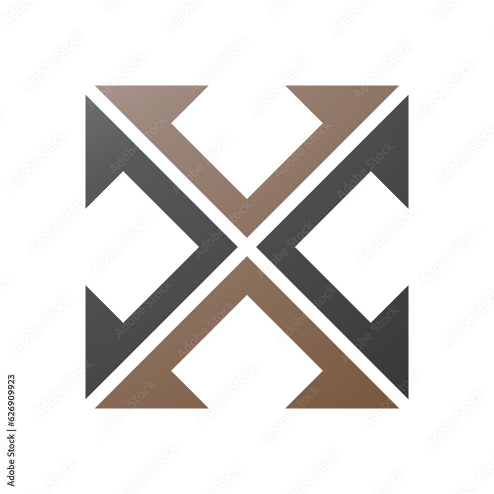 Brown and Black Arrow Square Shaped Letter X Icon Brown and Black Arrow Square Shaped Letter X Icon