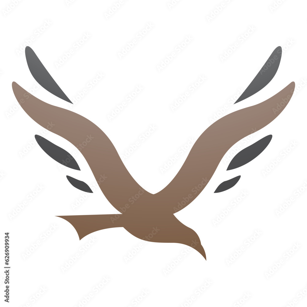 Brown and Black Bird Shaped Letter V Icon Brown and Black Bird Shaped Letter V Icon