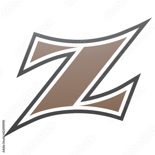 Brown and Black Arc Shaped Letter Z Icon