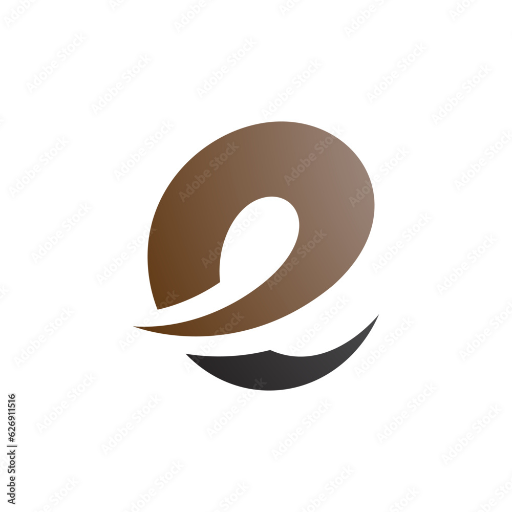Brown and Black Lowercase Letter E Icon with Soft Spiky Curves Brown and Black Lowercase Letter E Icon with Soft Spiky Curves