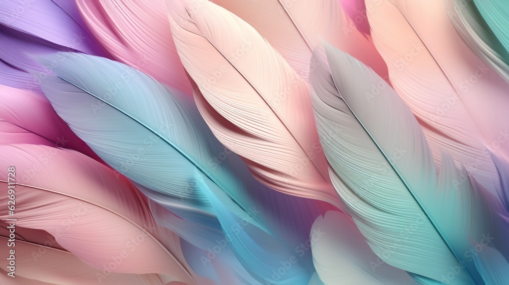 Fototapeta premium Beautiful and soft pastel color feather background delicate and elegant