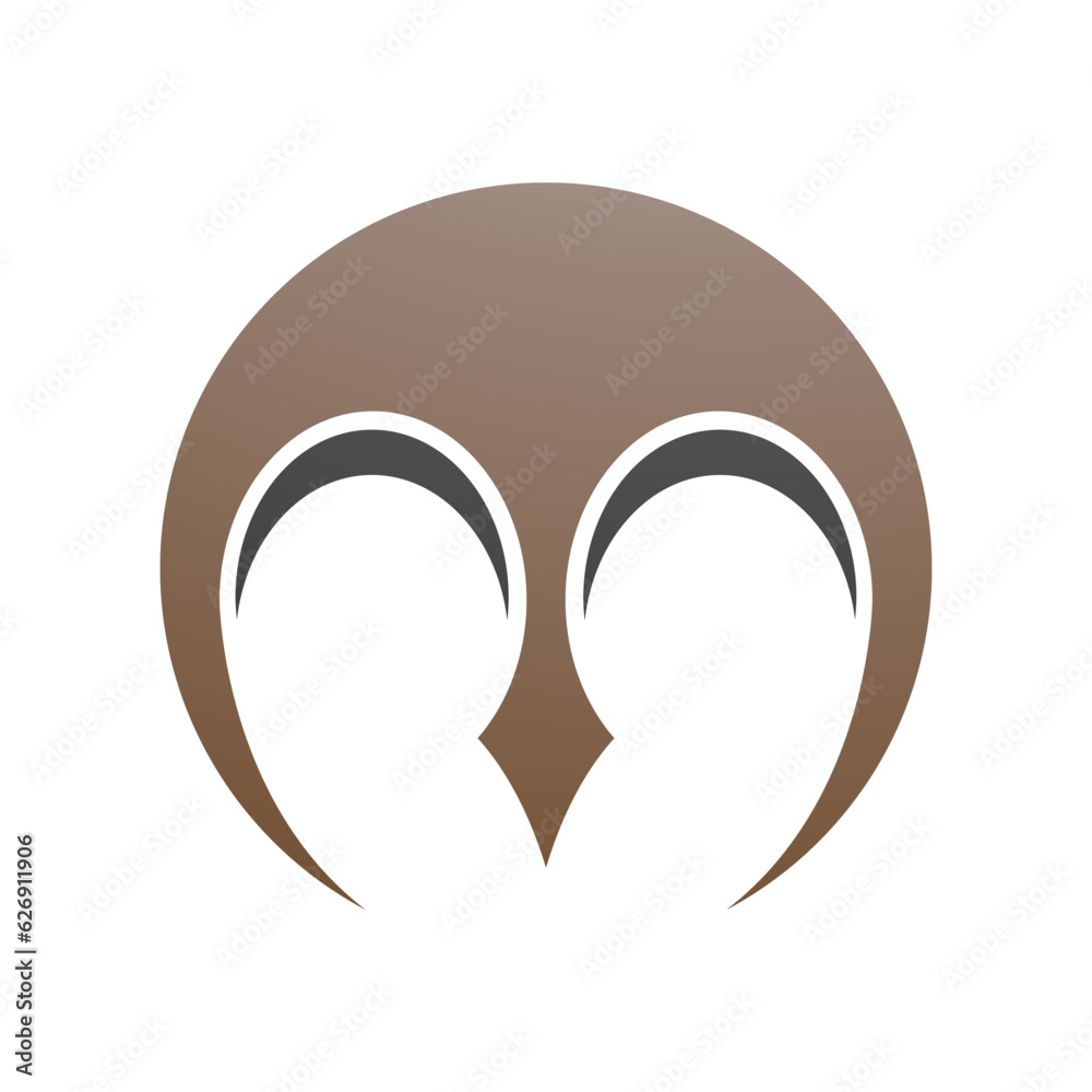 Brown and Black Round Letter M Icon with Pointy Tips Brown and Black Round Letter M Icon with Pointy Tips