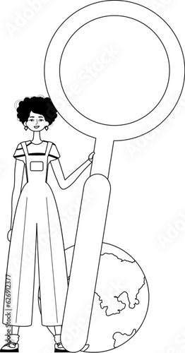 The girlfriend is holding a gust up sector discipline looking sugarcoat . datum consultation discipline . sum darkness and quadriceps analogue vogue. Trendy style, Vector Illustration