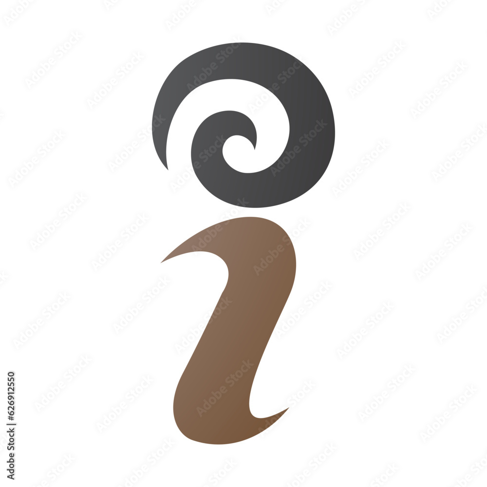 Naklejka premium Brown and Black Swirly Letter I Icon