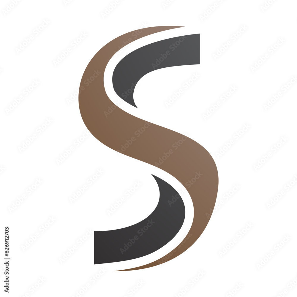 Brown and Black Twisted Shaped Letter S Icon Brown and Black Twisted Shaped Letter S Icon