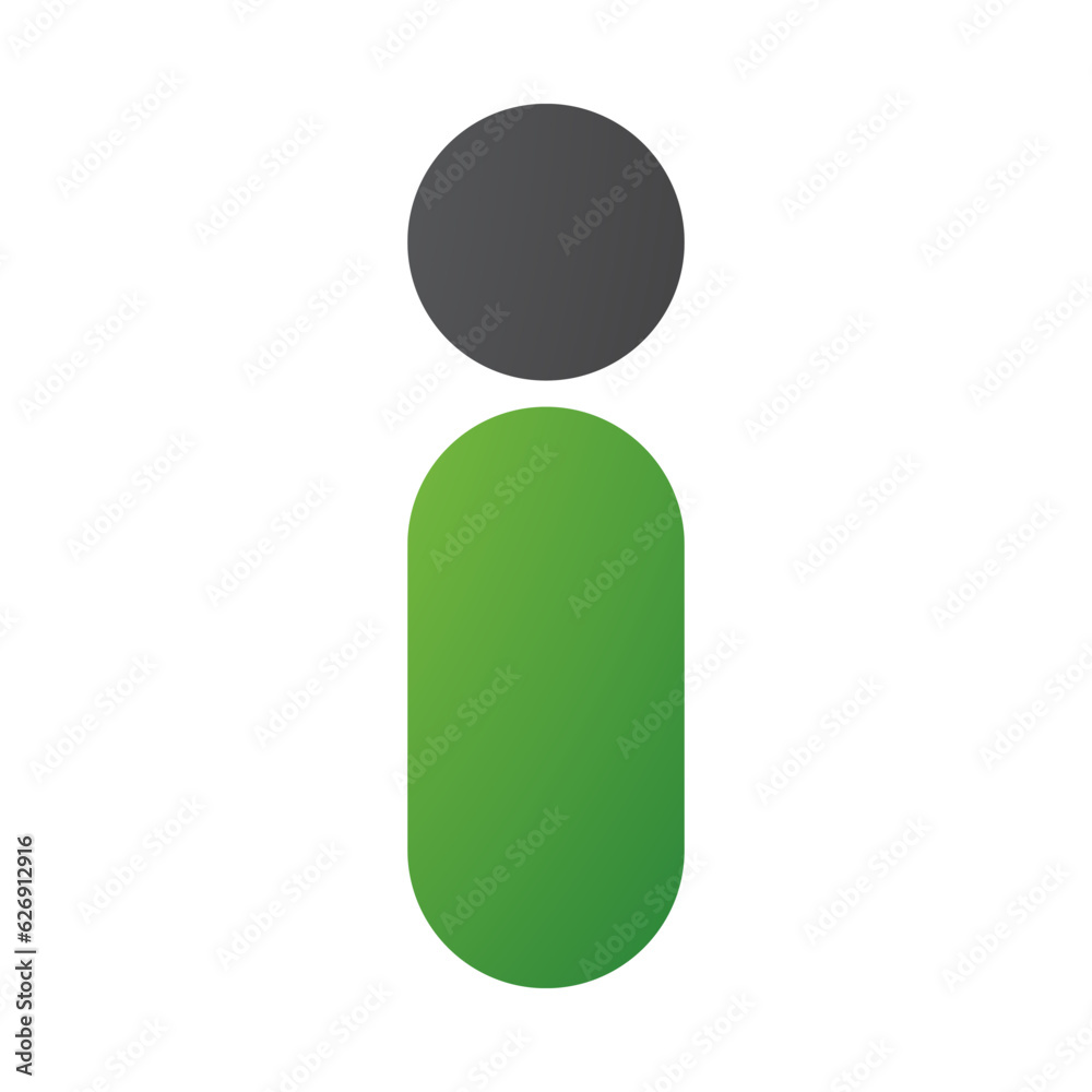 Green and Black Abstract Round Person Shaped Letter I Icon Green and Black Abstract Round Person Shaped Letter I Icon