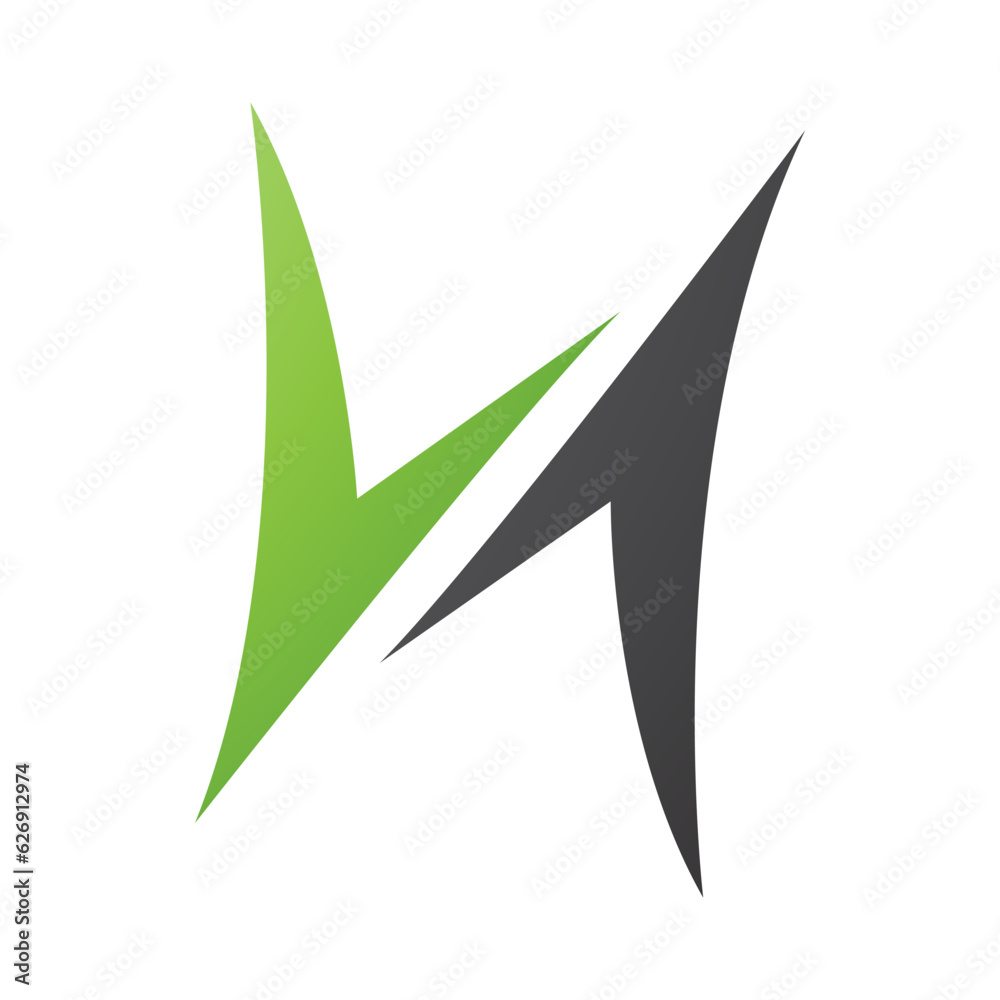 Green and Black Arrow Shaped Letter H Icon Green and Black Arrow Shaped Letter H Icon