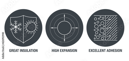 Adhesive icons - insulation, expansion, adhesion