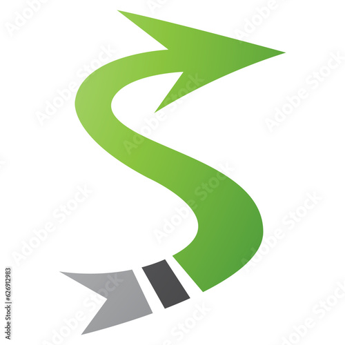 Green and Black Arrow Shaped Letter S Icon