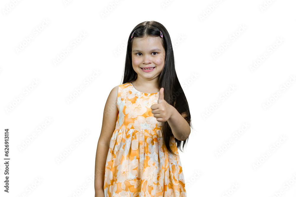 Portrait of happy smiling little girl giving a thumb up. Isolated on white. Portrait of happy smiling little girl giving a thumb up. Isolated on white.