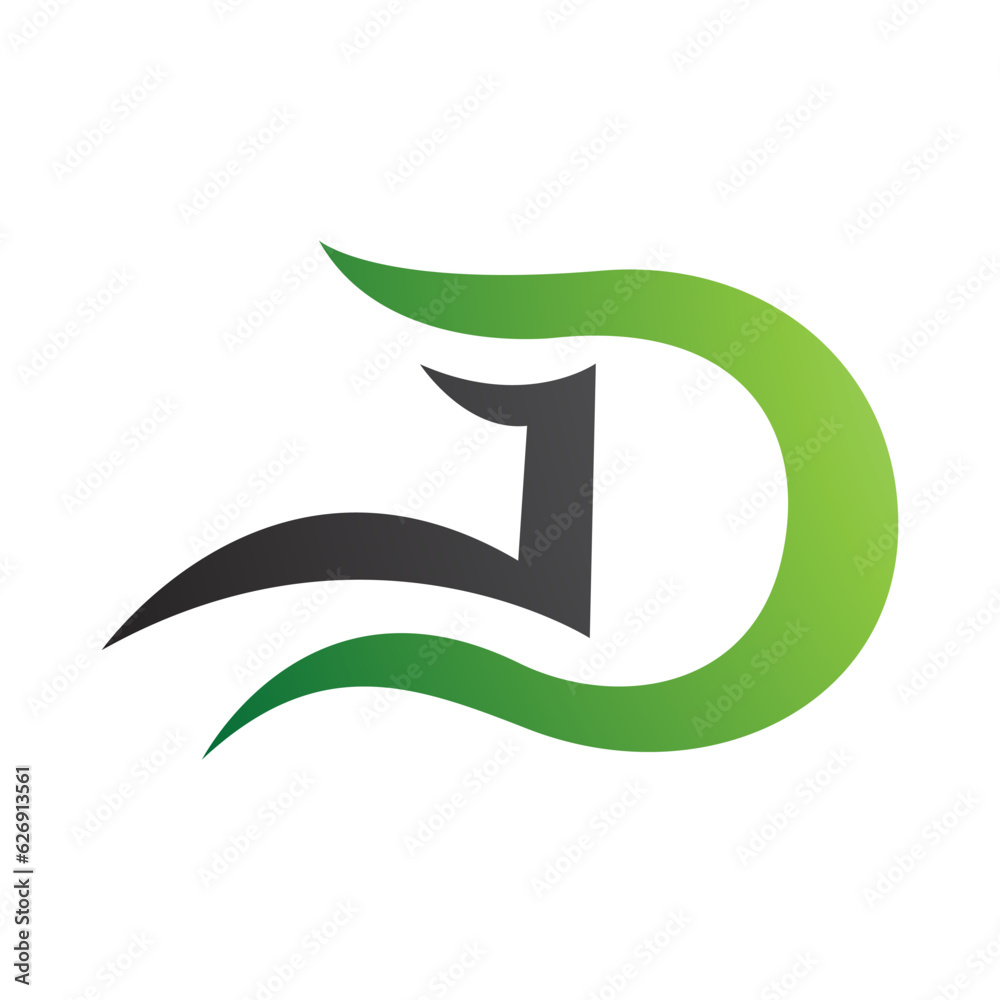 Green and Black Letter D Icon with Wavy Curves Green and Black Letter D Icon with Wavy Curves