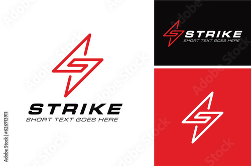 Initial Letter S Strike Storm Stun with Electric Flash Thunder Lightning Bolt logotype typography Lettering Monogram logo design